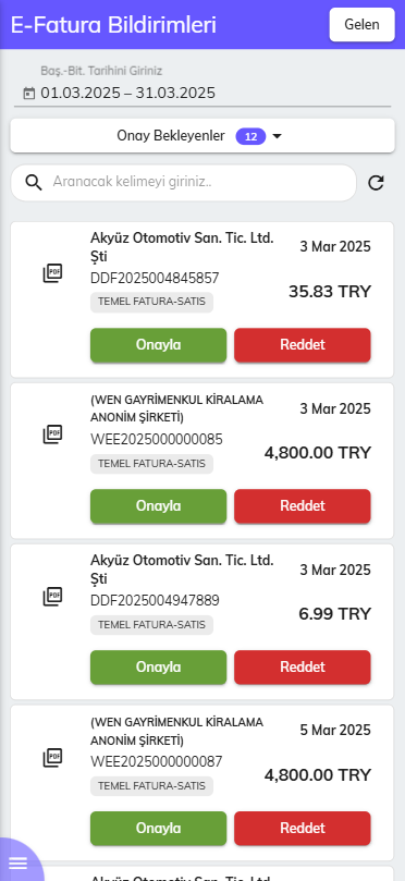 E-fatura, e-irsaliye gibi elektronik belgelerinizi tek platformda yönetin. Onaylama, düzenleme ve arşivleme süreçlerinizi hızlandırın.